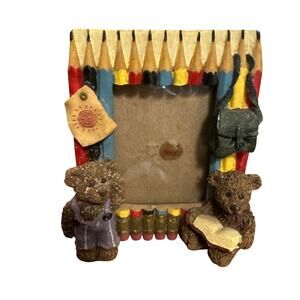 VTG Resin? Teddy Bear School Learning Picture Frame Photo Holder Standing 3.5x5